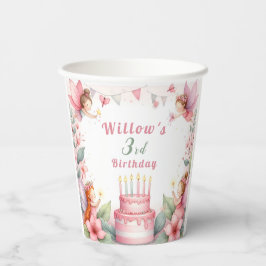 魅惑ピンクフェアリー園 – 誕生日 紙コップ