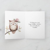 魅惑ピンクフローラフクロウ誕生日 カード (内部)