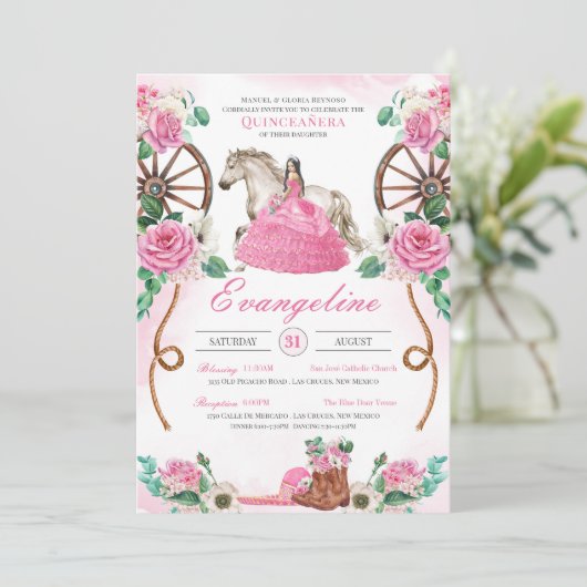 魅惑ピンクローズウエスタンチャロキンセアニェラ 招待状 (スタンド正面)