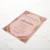 魅惑ピンクローズ金ゴールド童話テーマ 箔シーズンカード (回転した状態)