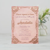 魅惑ピンクローズ金ゴールド童話テーマ 箔シーズンカード (立ち正面)