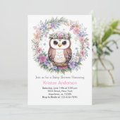 魅惑フクロウの森：女の子の赤ちゃんシャワー 招待状 (スタンド正面)