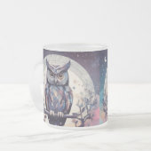 魅惑フクロウ満月ホワイトマグカップ – 15オズ フロストグラスマグカップ (正面左)