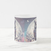 魅惑フクロウ満月ホワイトマグカップ – 15オズ フロストグラスマグカップ (中央)