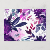 魅惑フローラバイオレットウォータートレンディー結婚ズ インビテーションポストカード (裏面)