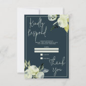 魅惑フローラミッドナイト結婚ブルー 出欠カード (正面)