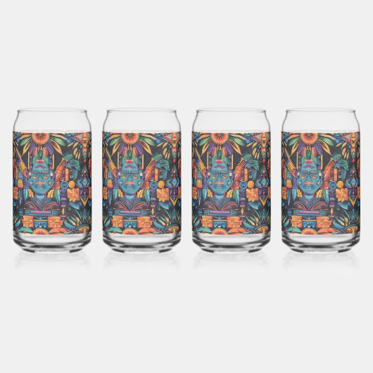 魅惑ブルー「エポカル対称性」缶ガラスセット ガラス缶 (正面)