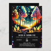 魅惑ホタル白熱［赤熱］光を放つナイト誕生日 招待状 (正面/裏面)