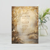 魅惑ムーンフォレストポータル結婚金ゴールド 招待状 (スタンド正面)