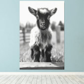 魅惑モノクロベビーヤギポートレート キャンバスプリント (インサイチュ (ウッドフロア))