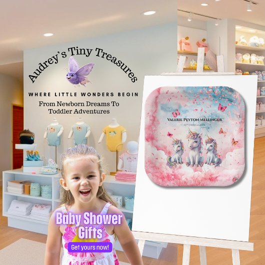 魅惑ユニコーンベイビーシャワースクエア紙プレート ペーパープレート