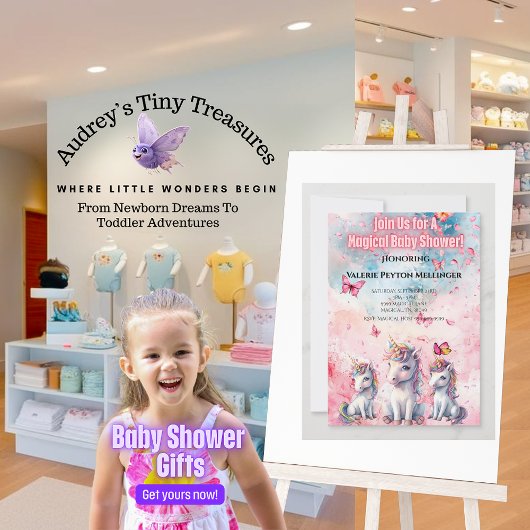 魅惑ユニコーンベビーシャワー招待状 招待状