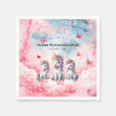 魅惑ユニコーンベビーシャワー紙ナプキンス スタンダードカクテルナプキン (正面)