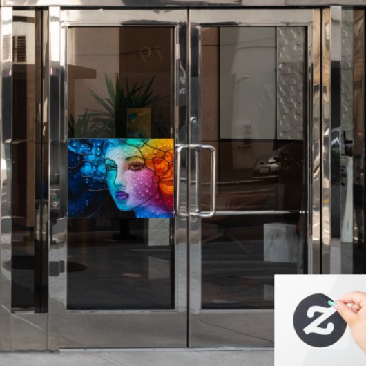 魅惑レディ顔ステンドグラス3Dアルコールインキ ウィンドウサイン (オフィスドア)