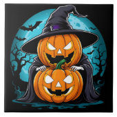 魅惑不気味的なカボチャのハロウィーン幽霊 タイル (正面)