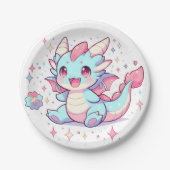 魅惑威厳のあるドラゴンベビーシャワー ペーパープレート (正面)