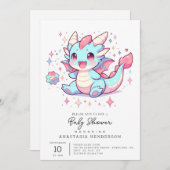 魅惑威厳のあるドラゴンベビーシャワー 招待状 (正面/裏面)