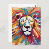 魅惑抽象芸術美しい白獅子 ポストカード (正面/裏面)