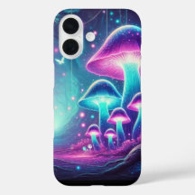 魅惑白熱［赤熱］光を放つの森のファンタジーキノコ