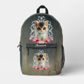 魅惑的でフワフワの子猫 プリントバックパック (正面)