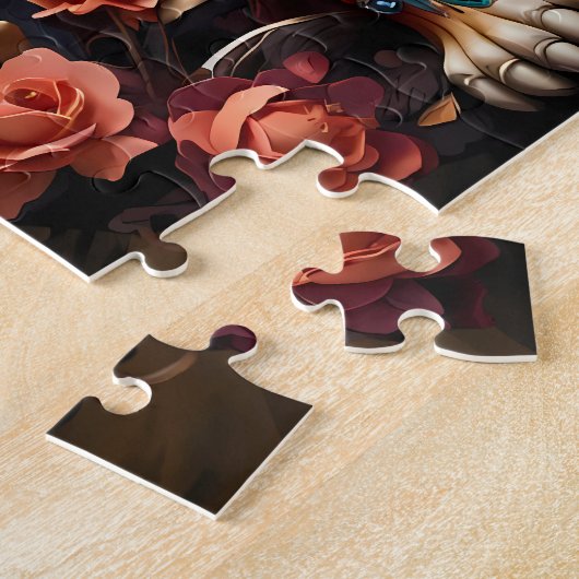 魅惑的なかわいい美しい野生の虎の視線 ジグソーパズル (側面)