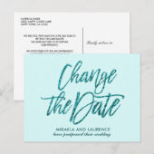 魅惑的なアクアグリッターのスクリプトを変更日付 案内ポストカード (正面/裏面)