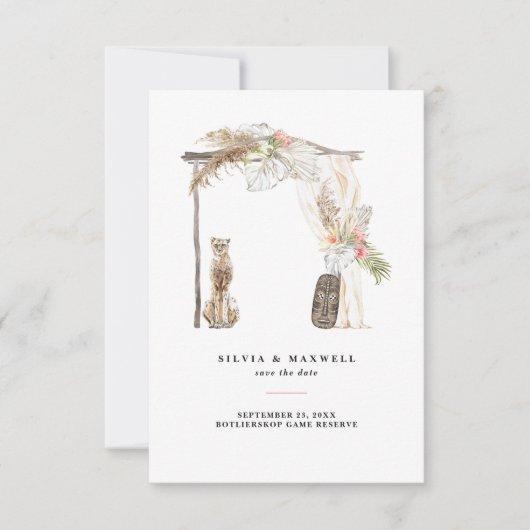 魅惑的なアフリカのサファリの結婚式の日付を保存 (正面)