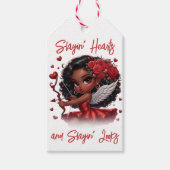 魅惑的なアフリカ系アメリカ人のキューピッド ギフトタグ (正面)