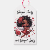 魅惑的なアフリカ系アメリカ人のキューピッド ギフトタグ (裏面)