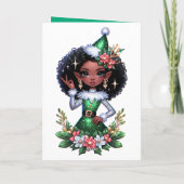 魅惑的なアフリカ系アメリカ人のクリスマス小妖精や小人 カード (裏面)