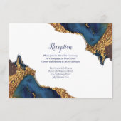 魅惑的なアブストラクトブルーゴールドの結婚式の披露宴 エンクロージャーカード (正面)