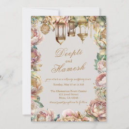 魅惑的なアラビアンナイツパステル結婚フローラ 招待状