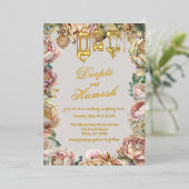 魅惑的なアラビアンナイツパステル結婚フローラ 箔招待状 (立ち正面)