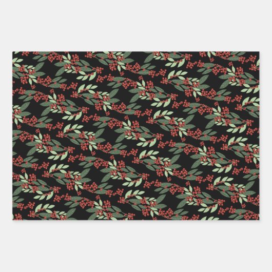 魅惑的なエバーグリーンエレガンスクリスマス ラッピングペーパーシート (正面2)