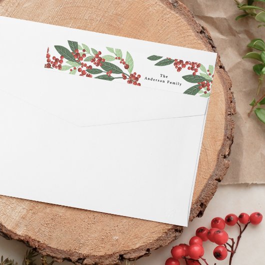 魅惑的なエバーグリーンエレガンスクリスマス ラップアラウンドラベル