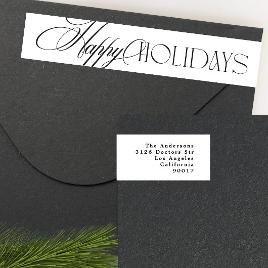 魅惑的なエバーグリーンエレガンスクリスマス ラップアラウンドラベル