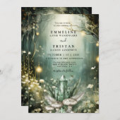 魅惑的なエメラルド結婚の森の魔法の結晶 招待状 (正面/裏面)