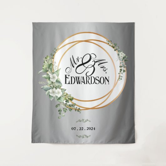 魅惑的なエレガンスシルバースレッドと金ゴールド タペストリー (正面)