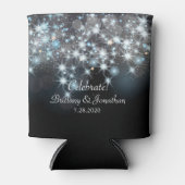 魅惑的なエレガントな結婚式グリッタースパークルライト 缶クーラー (正面)