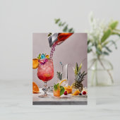 魅惑的なカクテルを見せる 箔シーズンポストカード (立ち正面)