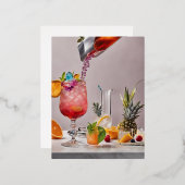 魅惑的なカクテルを見せる 箔シーズンポストカード (正面/裏面)