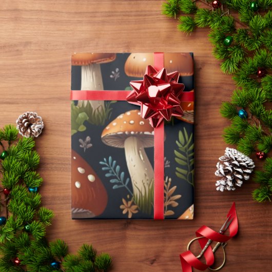 魅惑的なキノコの森 ラッピングペーパー (クリスマスギフト)