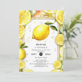 魅惑的なキュートなレモン誕生日 招待状 (スタンド正面)