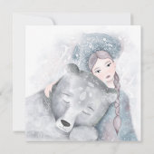 魅惑的なクマと少女のフェスティバル パーティー招待状 招待状 (裏面)