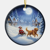 魅惑的なクリスマスの情景 セラミックオーナメント (正面)