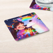 魅惑的なクリスマスグロー スクエアペーパーコースター (アングル)