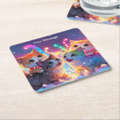 魅惑的なクリスマスグロー スクエアペーパーコースター (アングル)