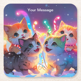 魅惑的なクリスマスグロー スクエアペーパーコースター