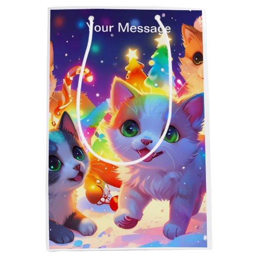 魅惑的なクリスマスグロー ミディアムペーパーバッグ (正面)