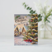 魅惑的なクリスマスツリーの雪 ポストカード (スタンド正面)